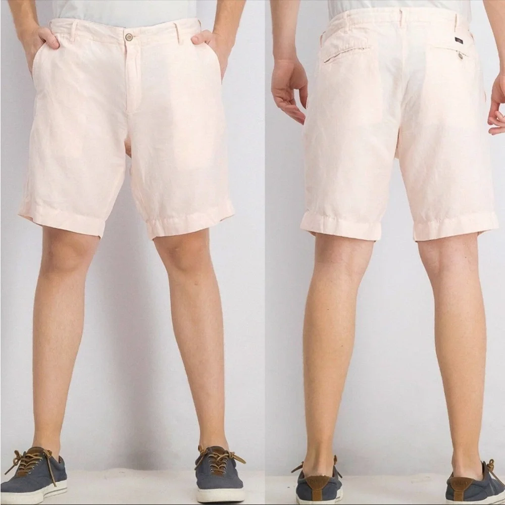 Faherty Brand Men's Malibu Shorts, Summer Pink US Men’s Size 36 Linen Blend
